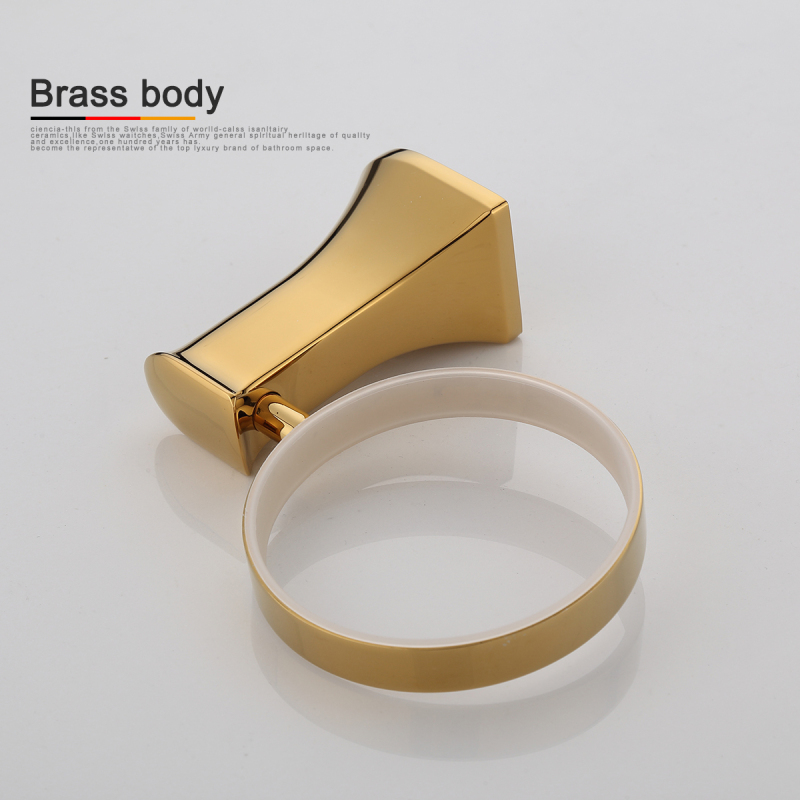 Tecmolog Brass Golden Toothbrush Cup Holder,  Wall Mounted Bathroom single Toothpaste Cup and Soap Dish Holder BH494J
