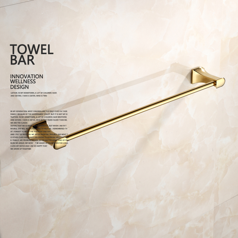 Tecmolog Brass Golden Bath Towel Bar, Hanging Towel Rack, Bathroom Shower Organization Single Towel Bar BH499J