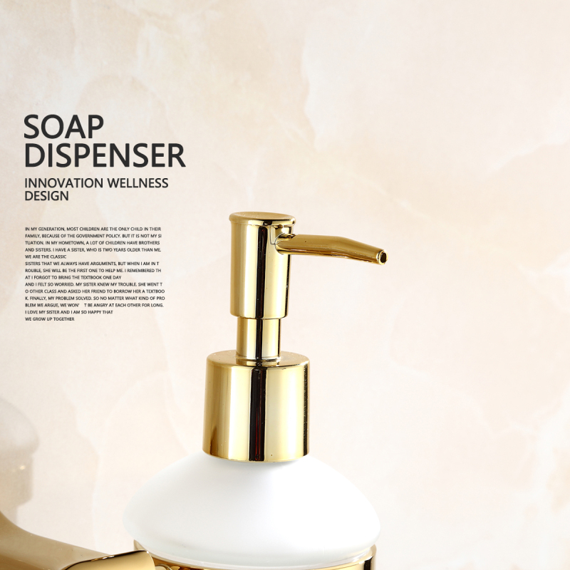 Tecmolog Brass Golden Wall Mounted Liquid Soap Dispenser Holder, Bathroom Accessory BH505J