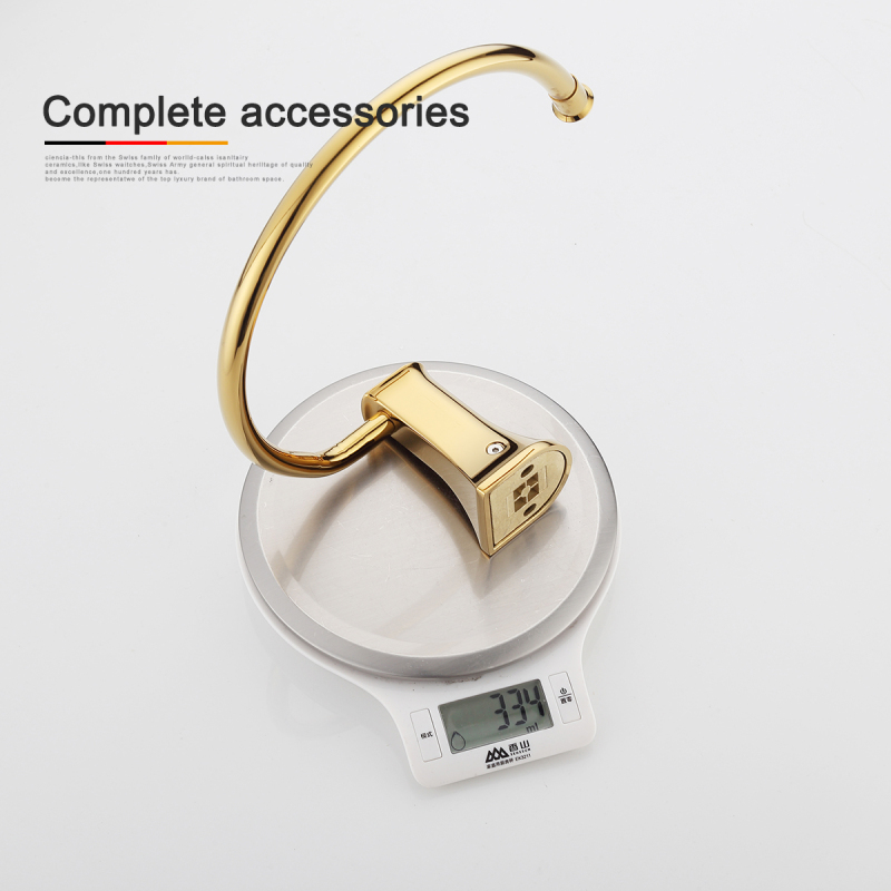 Tecmolog Brass Golden Wall-Mounted Towel Ring and Towel Holder, Towel Bar Bathroom Accessories, Bath Hardware BH498J