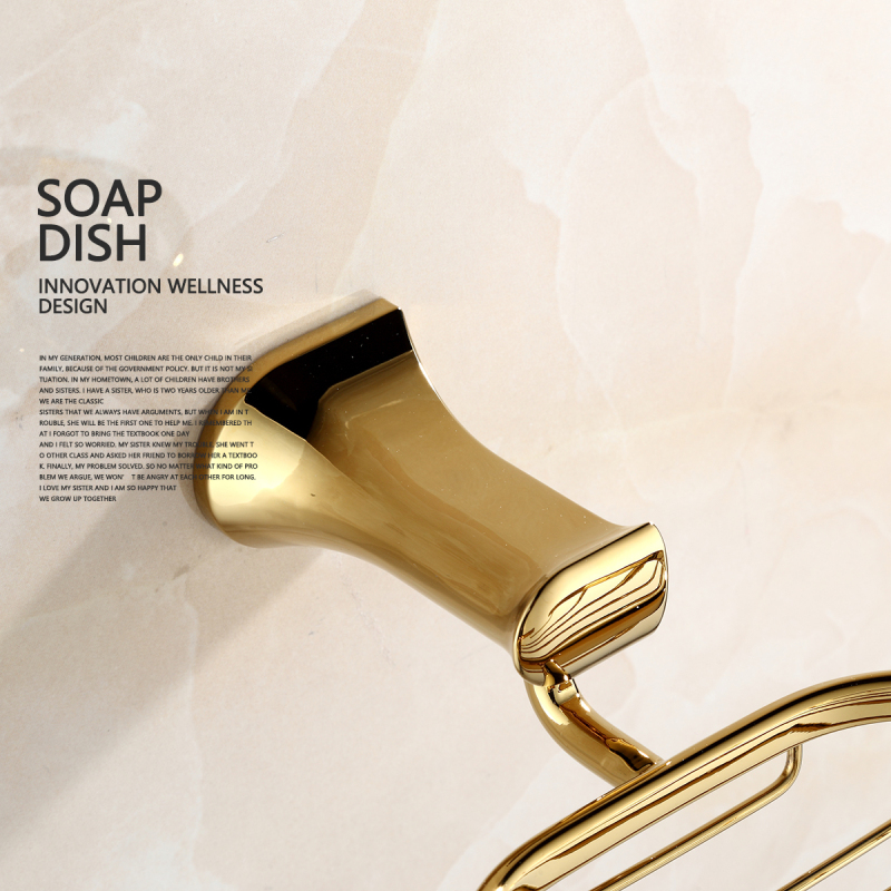 Tecmolog Brass Golden Wall Mount Soap Dish Holder Drilling Single Soap Dish Holder BH504J