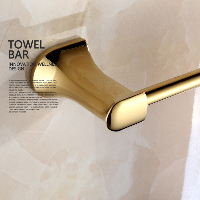 Tecmolog Brass Golden Bath Towel Bar, Hanging Towel Rack, Bathroom Shower Organization Single Towel Bar BH499J