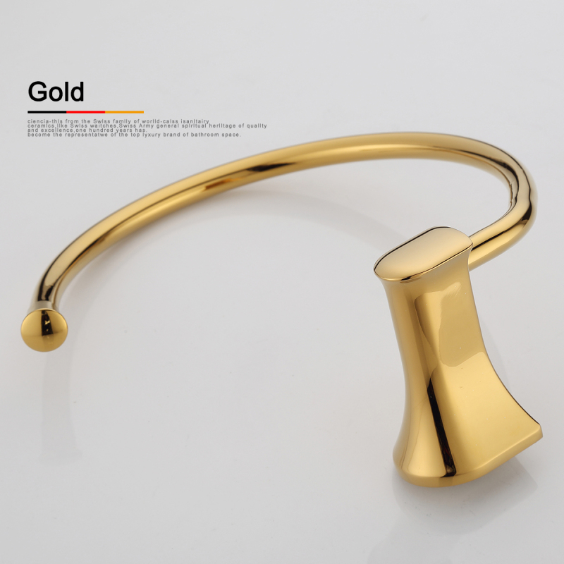 Tecmolog Brass Golden Wall-Mounted Towel Ring and Towel Holder, Towel Bar Bathroom Accessories, Bath Hardware BH498J