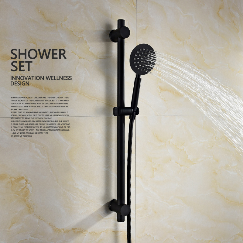 Tecmolog Stainless Steel Black Shower Sliding Bar/Shower Set with Adjustable Handheld Shower Holder, Wall Mount SBH156B/SBH156BF