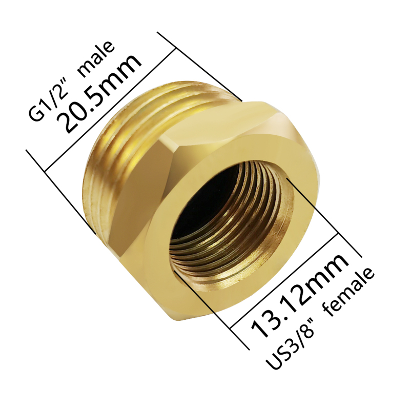 Tecmolog Brass Hose Adapter Connector, G1/2'' Male Thread to US3/8'' Female Thread, US3/8'' Male Thread to G1/2'' Female Thread, SBA025B/SBA025C