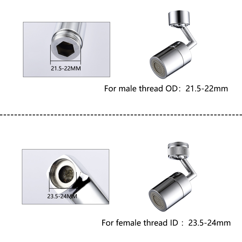 Tecmolog M24 Male/ M22 Female Thread Brass Sink Faucet Aerator Filter, Dual Function Tap Aerator with 360°Swivel Spout, Chrome, AFA018/AFA018A