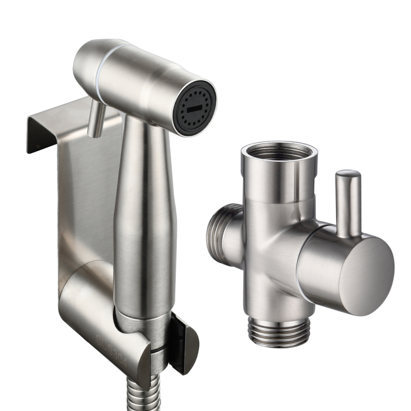 Tecmolog Stainless Steel Hand Held Adjustable Toilet Bidet Sprayer, Sprayer Head Only / Bidet Sprayer Set, Brushed Nickel, WS036/WS036F