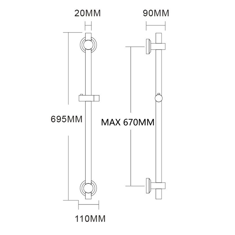 Tecmolog Stainless Steel Chrome Adhesive Sliding bar/Shower Set, With Soap Dish and Adjustable Height holder of Hand Held Shower head BC4044/BB4044