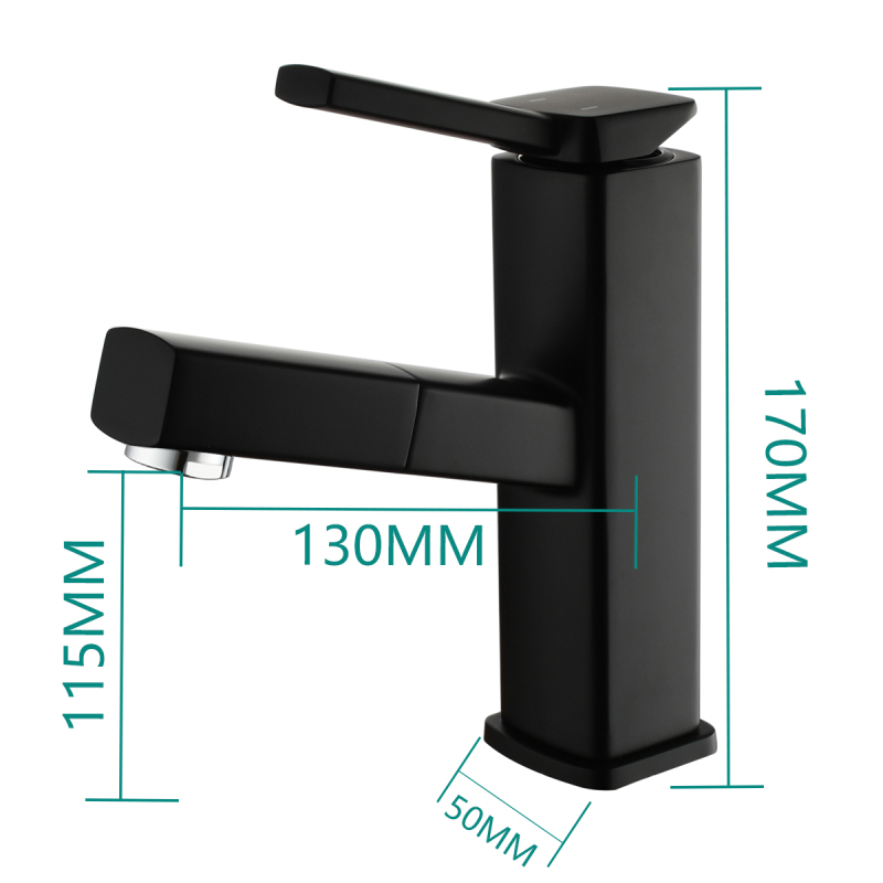 Tecmolog Pulldown Basin Faucet with Pull out Sprayer, Brass Single Lever Faucet for Bathroom, Black/Chrome/Brushed Nickel, BB6129/BC6129/BNA6129