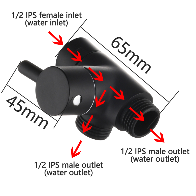 Tecmolog Shower Adapter Valve G1/2'', Brass Shower Arm Diverter for Handheld Shower and Fixed Shower Head, DSF007E/DSF007ENA/DSF007EB