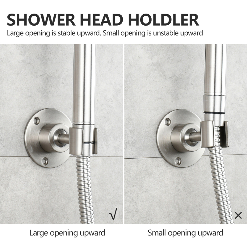 Tecmolog Shower Head Holder Adjustable Height and Nail Free, Brass Adhesive and Removable Shower Mounting Bracket, ST34/ST34NA/ST34B