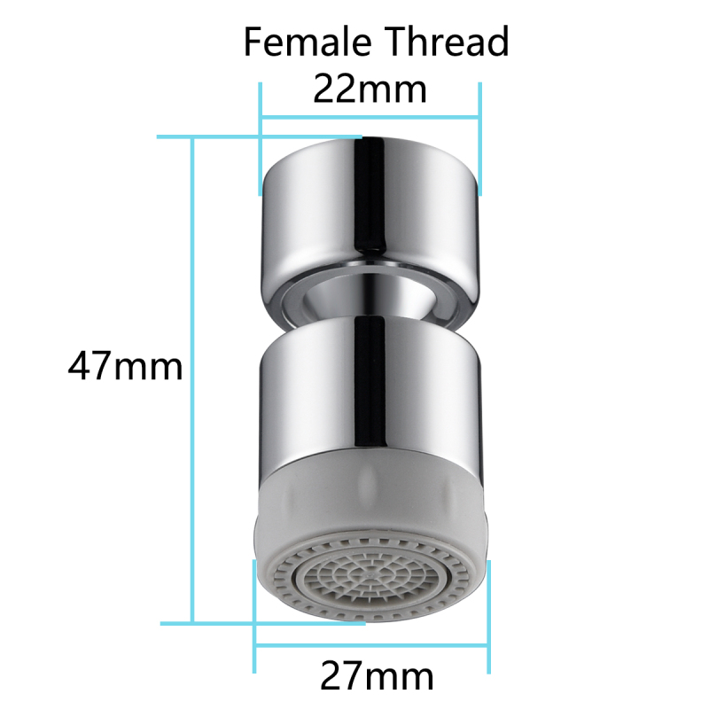 Tecmolog Brass Rotatable Sink Aerator with Silicone Head,  M22 Female/M24 Male Thread, Chrome/Black/Brushed Nickel