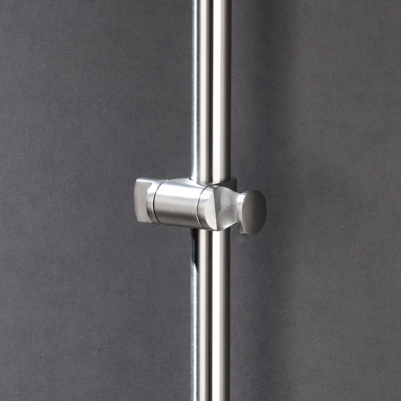 Tecmolog Stainless Steel Brushed Nickle/Black Adjustable Shower Sliding Bar with No Drilling Large Base Area & Hand Held Shower Head