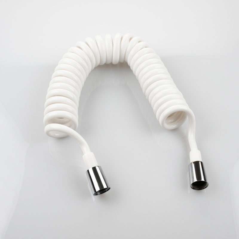 Tecmolog Shower Hose Spring Flexible White/Black/Gray 1.5m/2m/3m/4m/5m Shower Head Hose with Brass Nut for Water Plumbing Toilet Bidet Sprayer Telephone Line Plumbing