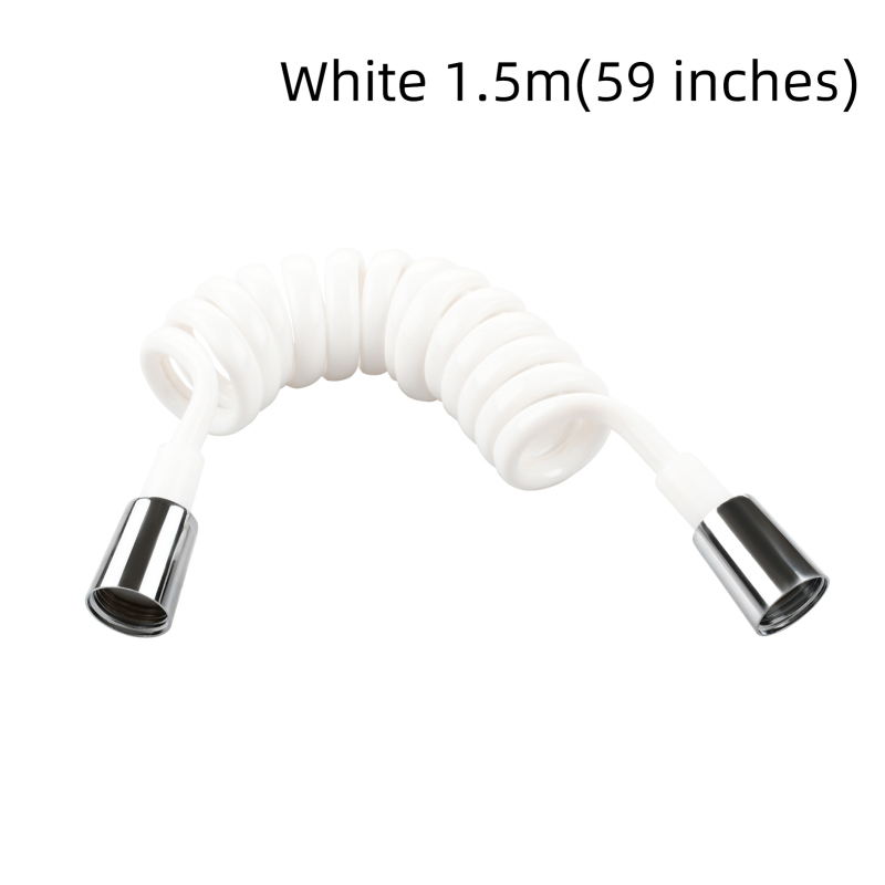 Tecmolog Shower Hose Spring Flexible White/Black/Gray 1.5m/2m/3m/4m/5m Shower Head Hose with Brass Nut for Water Plumbing Toilet Bidet Sprayer Telephone Line Plumbing