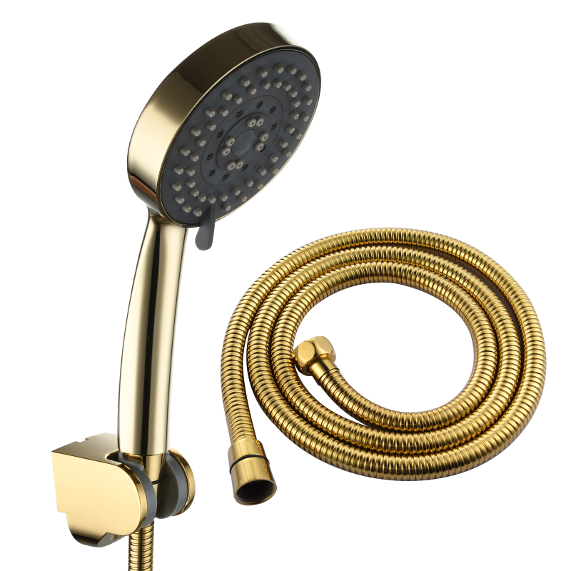 Tecmolog ABS Plastic PVD Gold Water Saving Shower Head, Pressure Boost Handheld Shower Sprayer for Bathroom, Shower Set