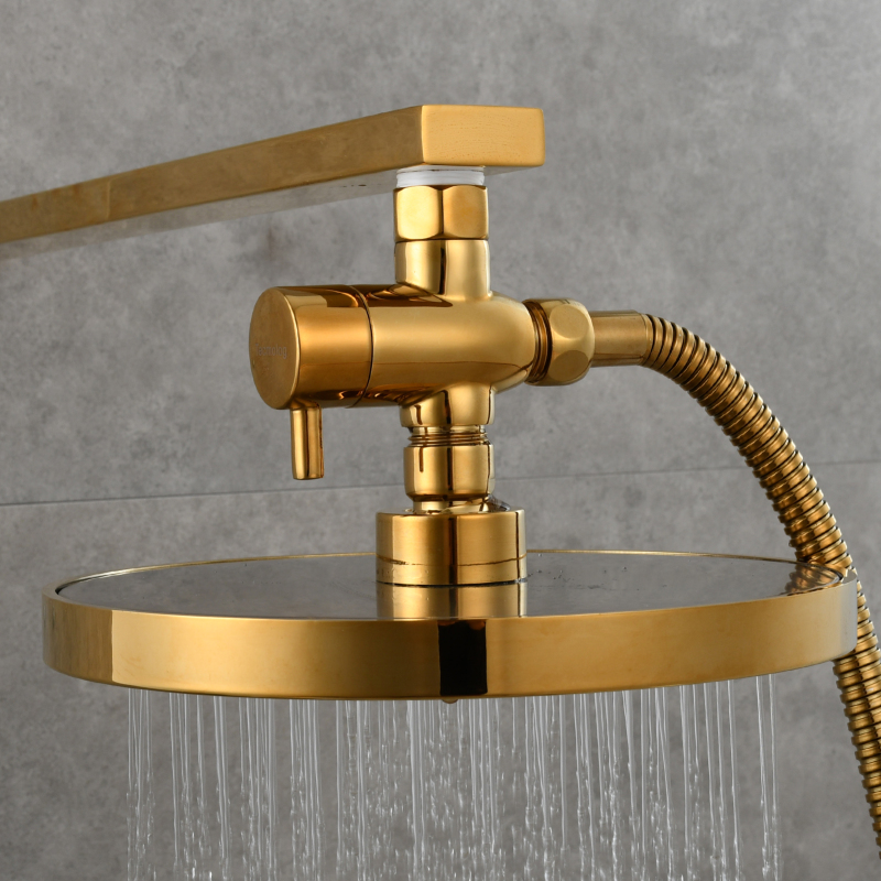 Tecmolog Brass Diverter with Switch Big Flow 3-way T Valve G1/2'' Shower Diverter with Shut Off Valve,Chrome/Black/Gold/Nickel