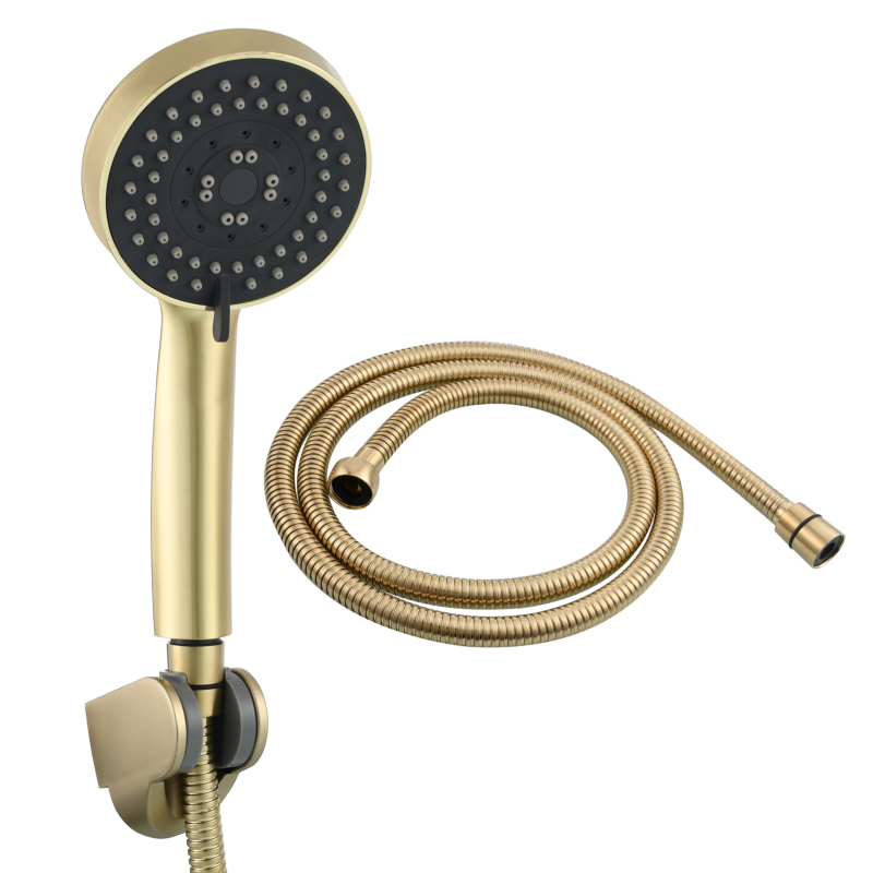 Tecmolog ABS Plastic PVD Gold Water Saving Shower Head, Pressure Boost Handheld Shower Sprayer for Bathroom, Shower Set