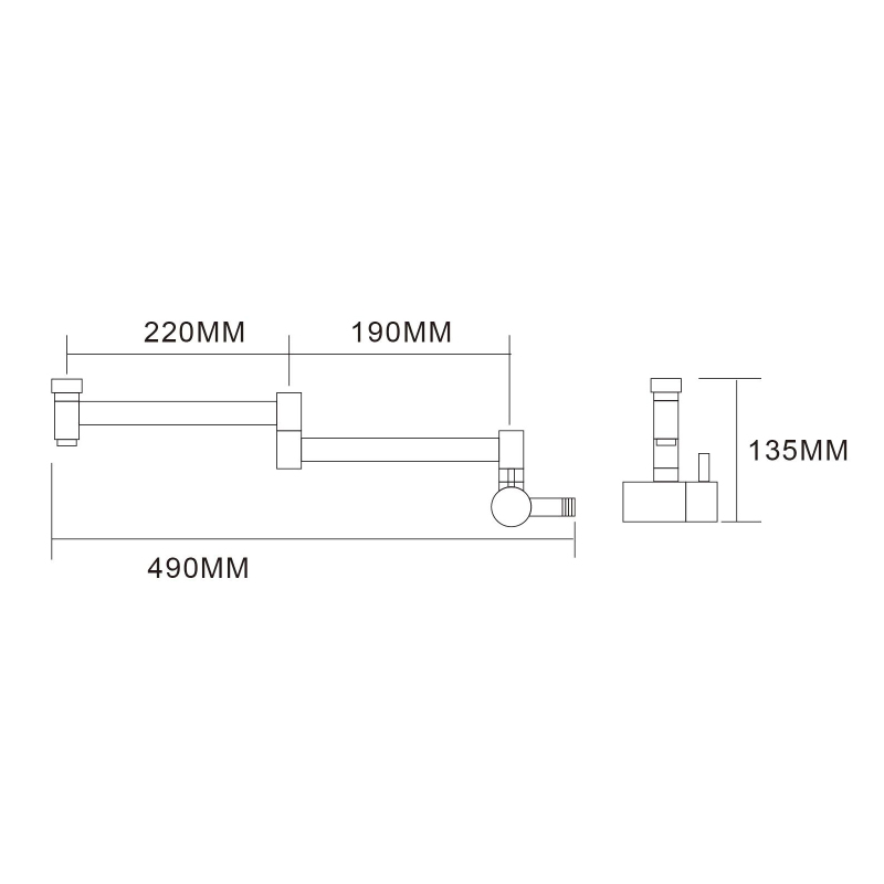 Tecmolog Wall Mount Kitchen Faucet, Brass 360 Rotatable Folding Lengthened  Sink Taps with Double Switch and Single Handle CT165NA/CT165/CT165R/CT165B