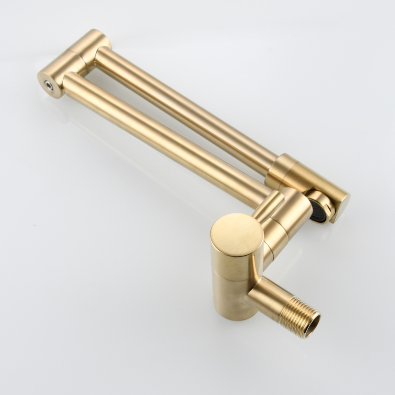 Tecmolog Kitchen Faucet Chrome Wall Mount Pot Filler Faucet Brass 360 Rotatable Folding Lengthened Folding single Handle Unique Cold Water Tap