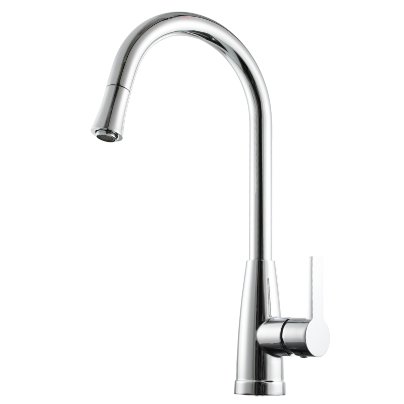 Tecmolog Brass Hot&Cold Kitchen Tap 360° Rotation Pull Out Sink Kitchen Faucet with Single Handle,Chrome,Pearl Black,Nickel