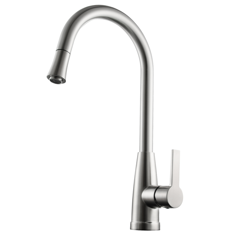 Tecmolog Brass Hot&Cold Kitchen Tap 360° Rotation Pull Out Sink Kitchen Faucet with Single Handle,Chrome,Pearl Black,Nickel