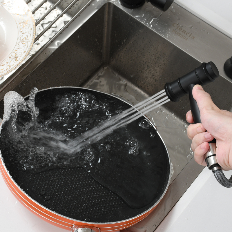 Tecmolog Stainless Steel Kitchen Sprayer Set with Dual Functions Sprayer Handheld Sprayer Set for Kitchen Sink,Nickel/Black/Brushed gold
