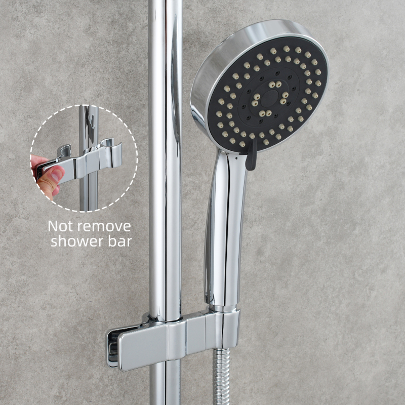 Tecmolog Zinc Alloy Shower Head Holder Height Adjustable Chrome Clamp Handheld Shower Head Bracket for Shower Slider Bar
