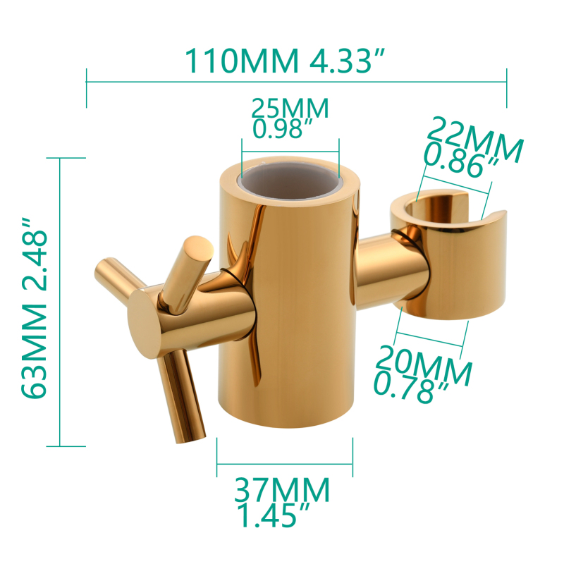 Tecmolog Brass Shower Bar Bracket Holder Shower Head Holder for 25mm Shower Slide Bar Height Angle Adjustable Shower Accessory