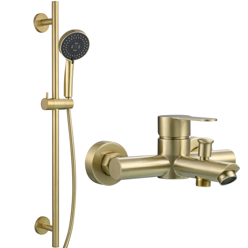 Tecmolog Stainless Steel Single Handle Bathtub Shower Mixer,Bath Tap Set,Brushed Gold