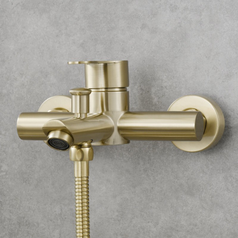 Tecmolog Stainless Steel Single Handle Bathtub Shower Mixer,Bath Tap Set,Brushed Gold