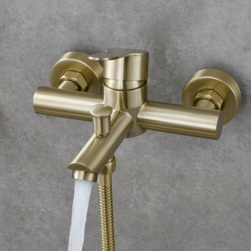 Tecmolog Stainless Steel Single Handle Bathtub Shower Mixer,Bath Tap Set,Brushed Gold