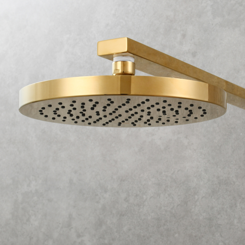 Tecmolog ABS Plastic 8 inch High Pressure Rainfall Shower Head,Adjustable Angles,Chrome,Nickel and Zirconium Gold