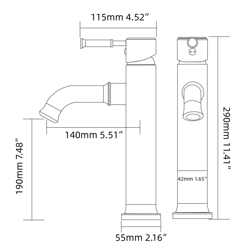 Tecmolog Brass Bathroom Deck Mount Chrome Hot and Cold Basin Faucet with Single Handle