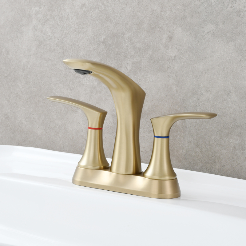 Tecmolog Brass Bathroom Deck Mount Hot and Cold Basin Faucet with Pop Up Drain