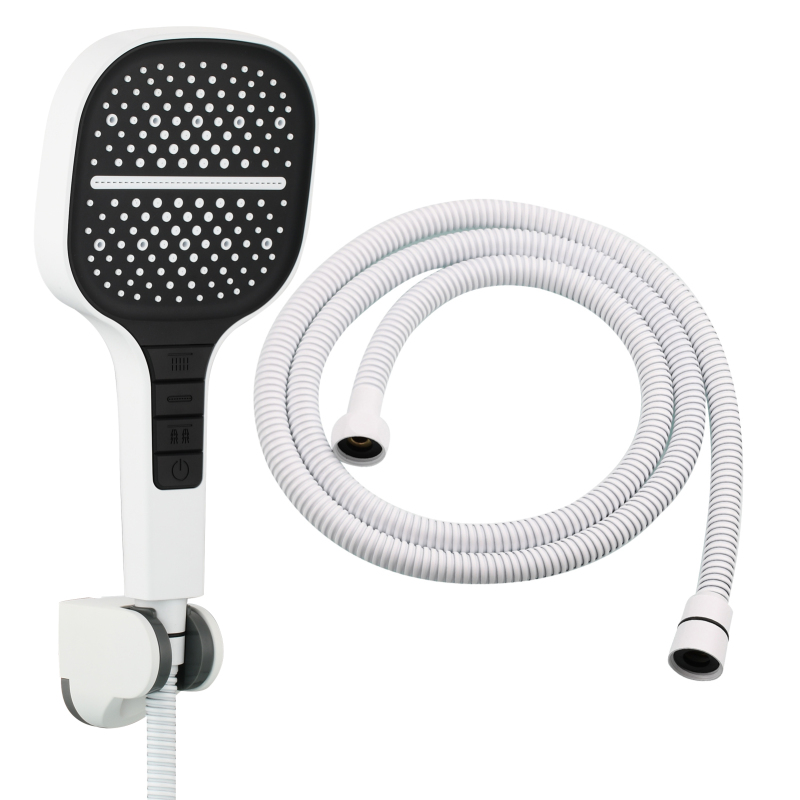 Tecmolog High-Pressure 7 settings Hand Shower with Shut Off Water Button, Shower Head with 5 Foot Hose & Adjustable Angle Bracket, BS170