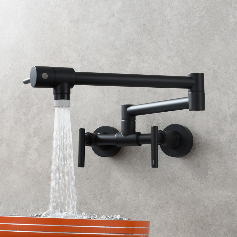 Tecmolog Pot Filler Faucet Wall Mounted Kitchen Faucet with Dual Switch Double Handle Taps,BC1243