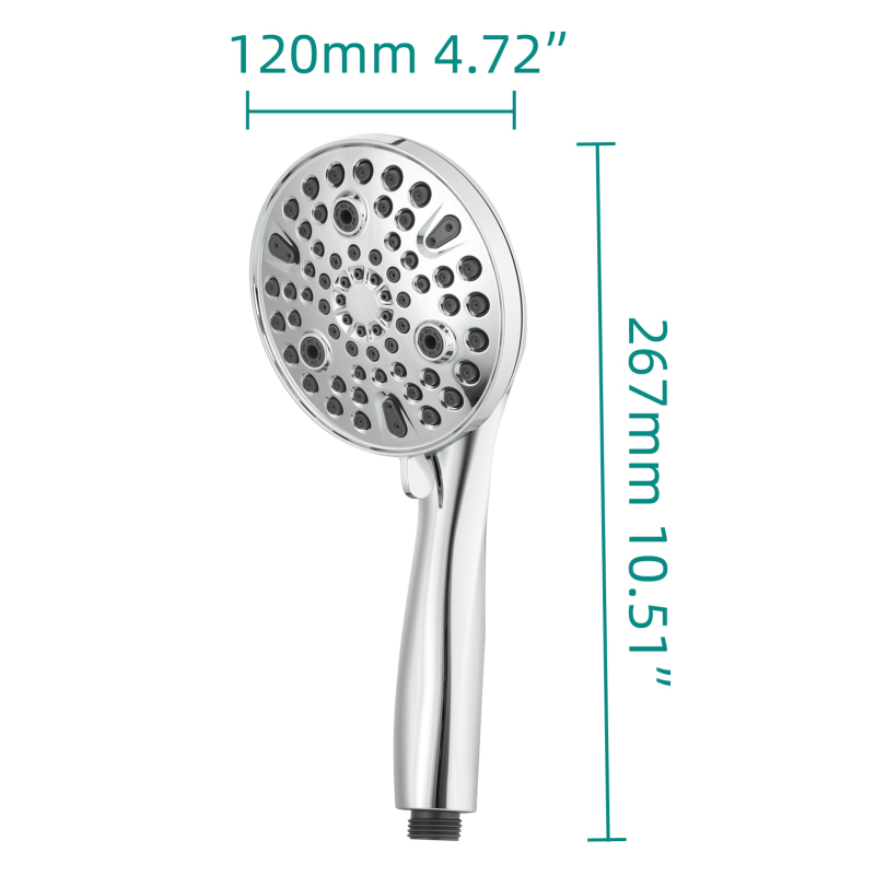 Tecmolog ABS Plastic Handheld Shower,Bathroom High Pressure Ten-Functions Showerhead,Chrome,Black,Brushed Nickel,BS168