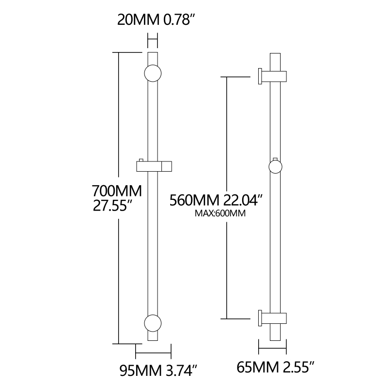 Tecmolog Brass Bathroom Showe Slide Bar with Adjustable Shower Holder,BC4049