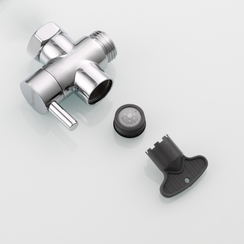 Tecmolog Sink Faucet Hose Adapter M22 x M24, Brass Faucet Diverter Valve, 3 Way Faucet Splitter for Sink, Chrome/Brushed Nickel/Black