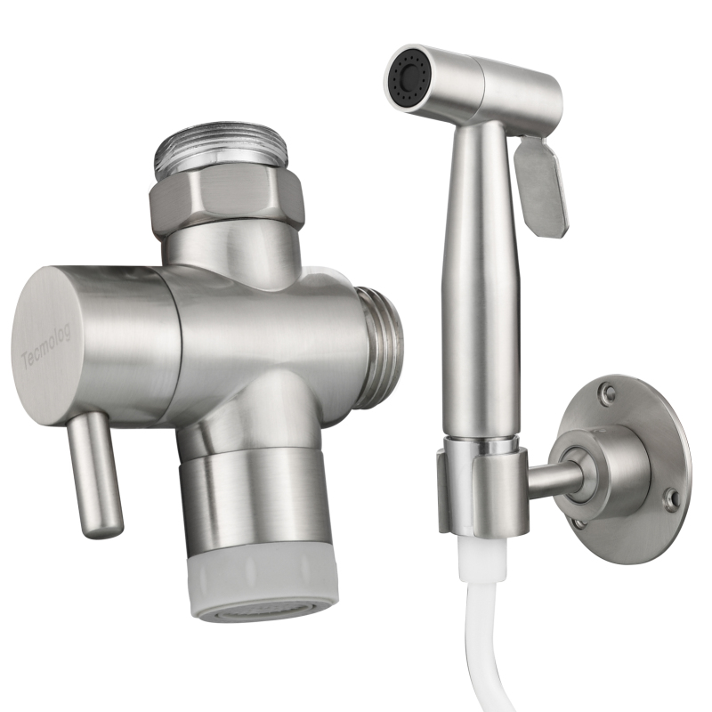 Tecmolog Faucet Bidet Sprayer Kit for Basin, Handheld Bidet Sprayer with G1/2 Faucet Diverter, Hose and Height Adjustable Holder for Personal Hygiene, Pet Shower, Baby Cloth Diaper Washing