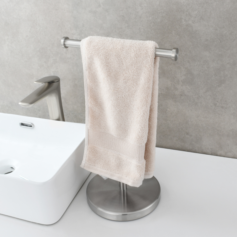 Tecmolog 304 Stainless Steel Towel Rack,Standing Towel Holder Weighted Base for Bathroom,Nickel,Brushed Gold,Black