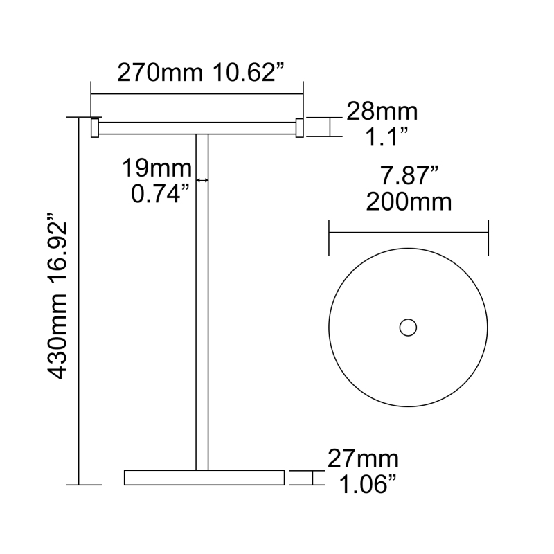 Tecmolog 304 Stainless Steel Towel Rack,Standing Towel Holder Weighted Base for Bathroom,Nickel,Brushed Gold,Black