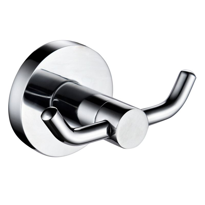 Tecmolog Self Adhesive/Drilling Plastic Clothes/Towel Hook,  Chrome Finish Double Hook for Bathroom and Kitchen BH045
