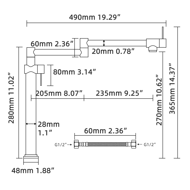 Tecmolog Brass Deck Mounted Kitchen Faucet Modern Modern Commercial Folding Faucet for Sink Faucet with Dual Handle