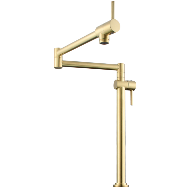 Tecmolog Brass Deck Mounted Kitchen Faucet Modern Modern Commercial Folding Faucet for Sink Faucet with Dual Handle