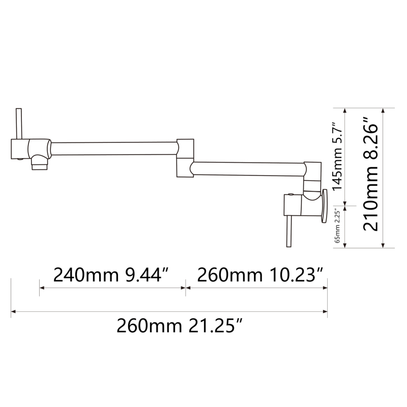 Tecmolog Brass Chrome Kitchen Faucet, Wall Mounted and Folding Kitchen Tap with Double Handle, Single Cold water Tap