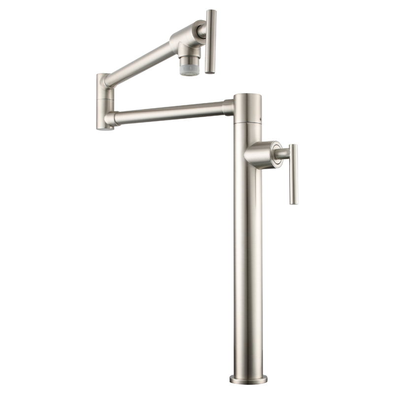 Tecmolog Deck Mount Fold Faucet Brass Hot and Cold Sink Tap with Two Handle Switch