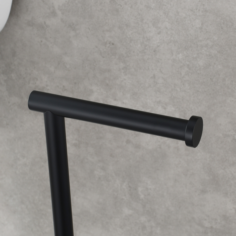 Tecmolog Stainless Steel Free Standing Paper Towel Holder,Black Bathroom Roll Holder with Non-Slip Mat,SBH265B