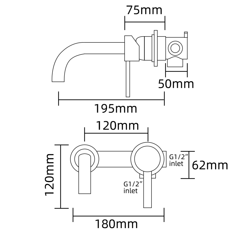 Tecmolog Brass Black Basin Faucet Single Handle Wall Mounted Bathroom Mixer Basin Taps Washroom Sink Faucet for Bathroom Vanity, Bowl Sink BB6083A